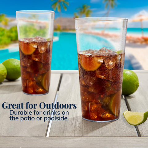 US Acrylic cups on a patio table showing outdoor entertaining readiness