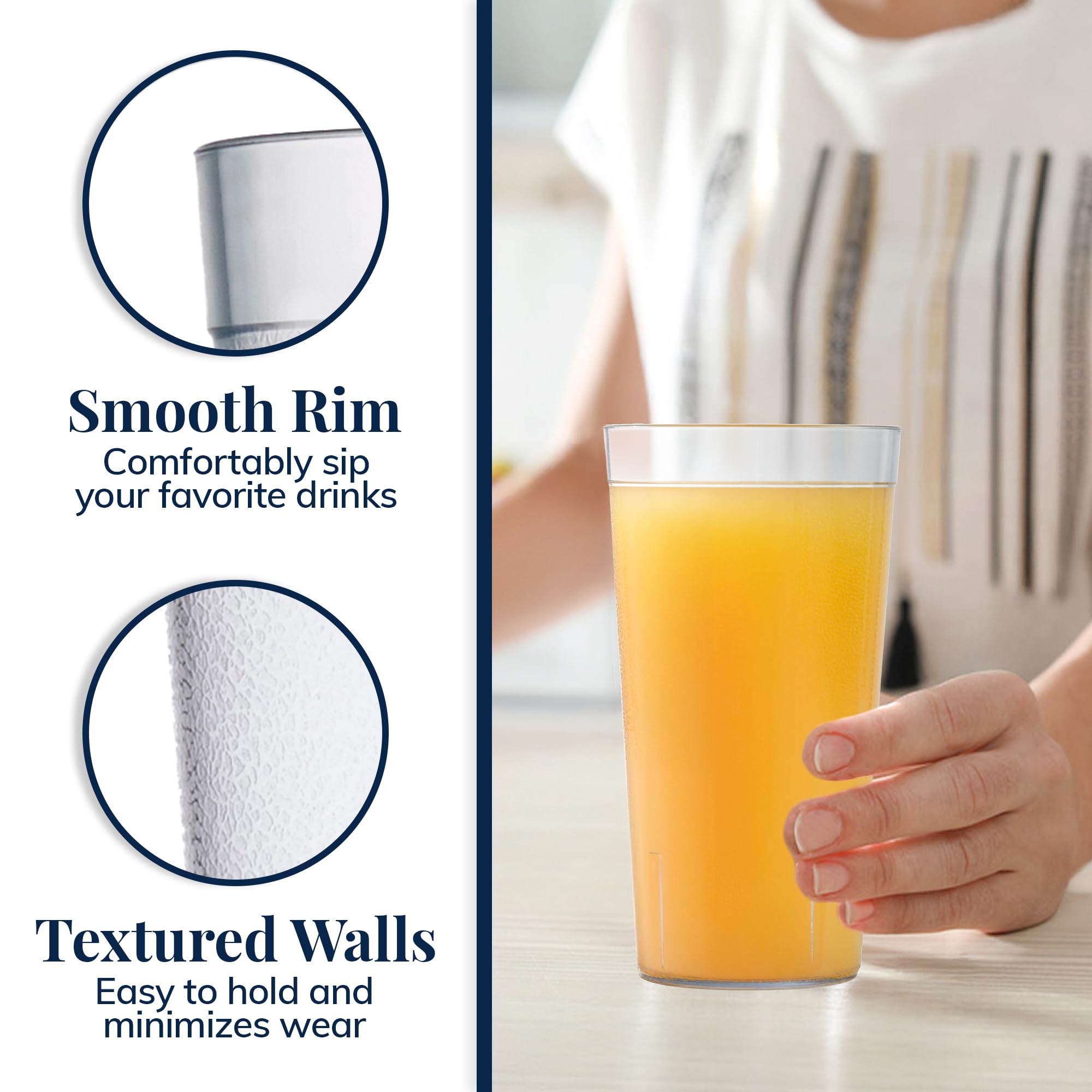 US Acrylic tumbler held in hand showing scale and easy handling