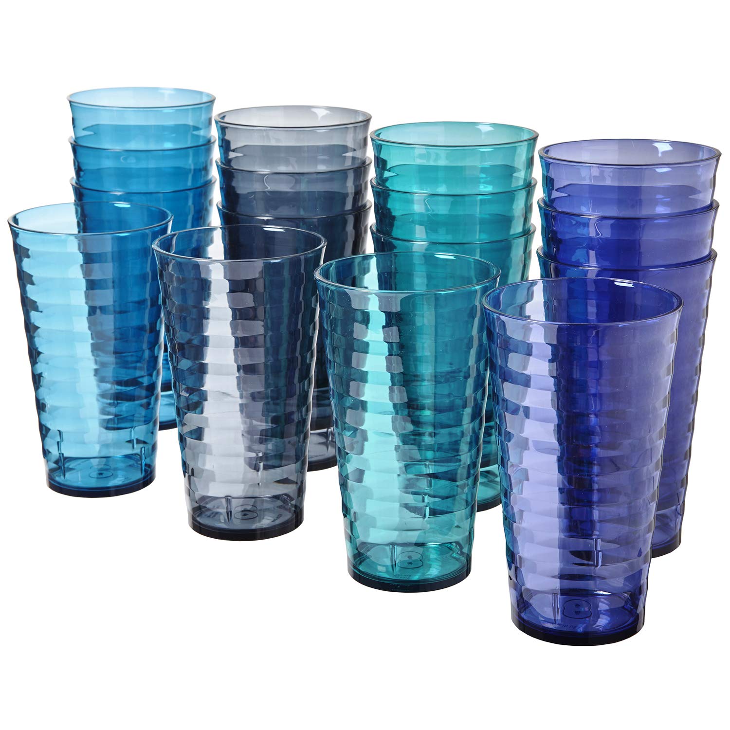 US Acrylic splash front packaging showing 16 tumblers and coastal colors for easy selection