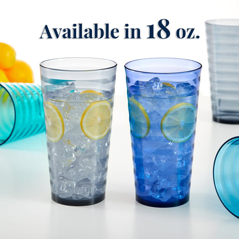 US Acrylic splash stacked tumblers demonstrating space-saving storage and neat stacking