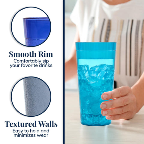 US Acrylic stacked tumblers showing compact storage benefit
