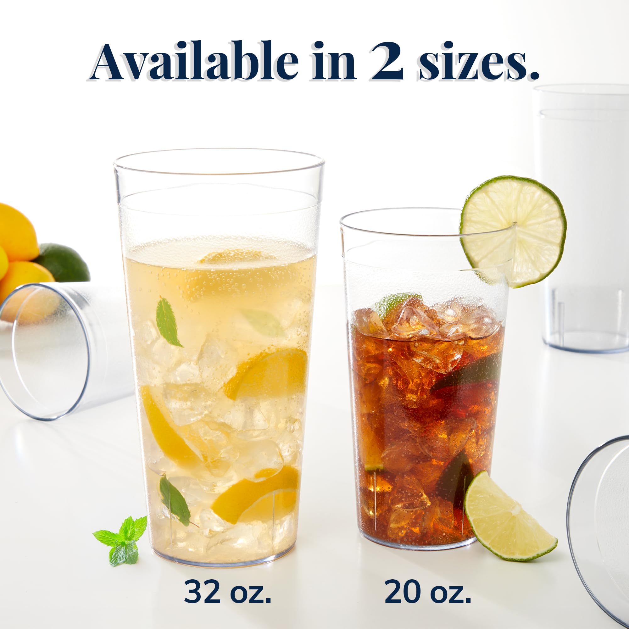 US Acrylic stacked tumblers demonstrating space saving and neat storage
