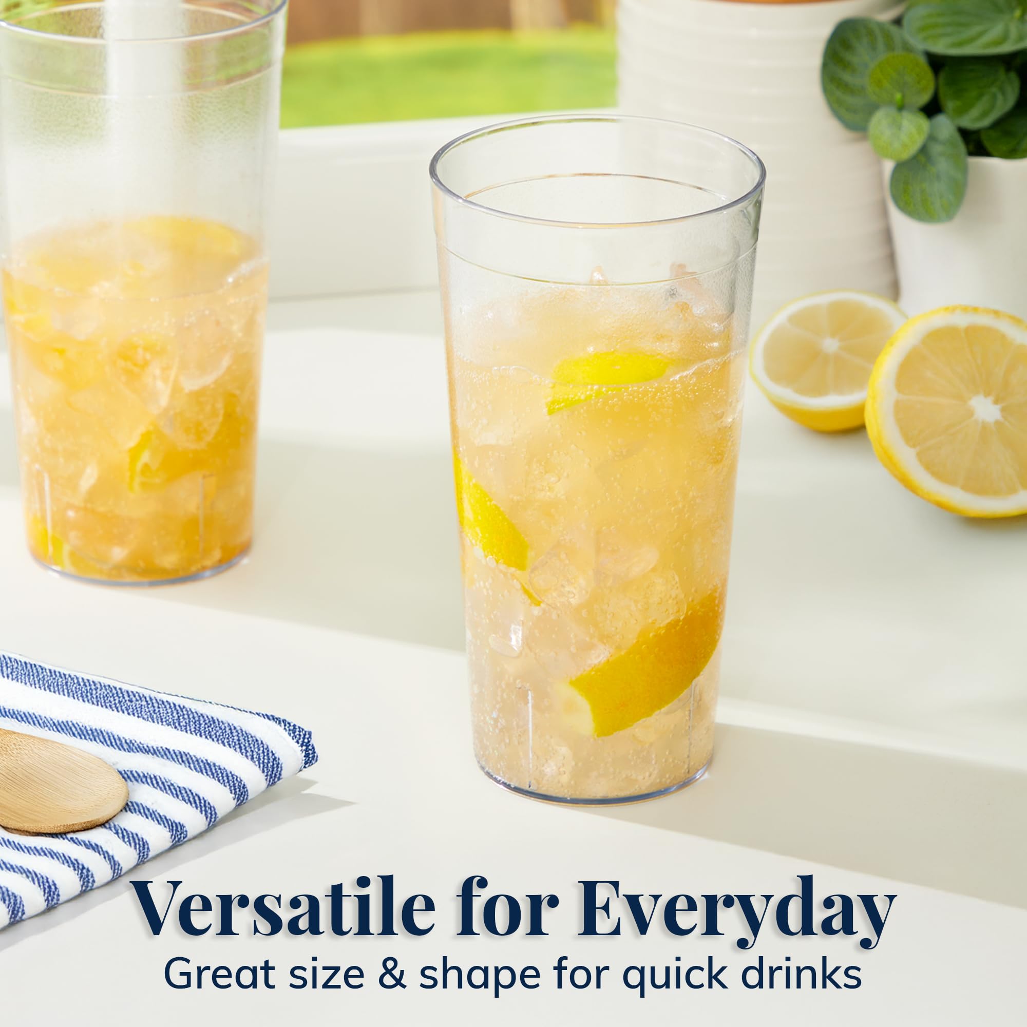 US Acrylic tumbler filled with iced tea showcasing clarity and capacity