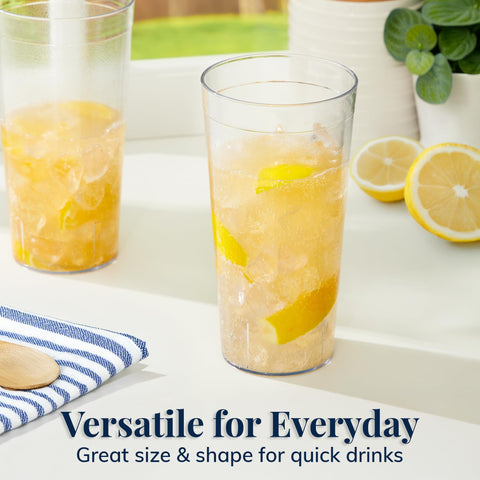 US Acrylic tumbler filled with iced tea showcasing clarity and capacity