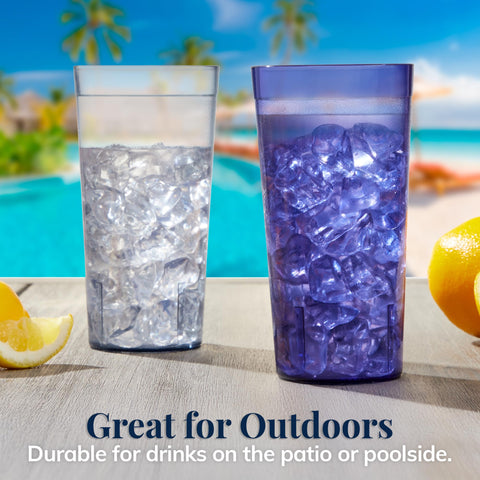 US Acrylic tumblers on patio table ideal for outdoor entertaining