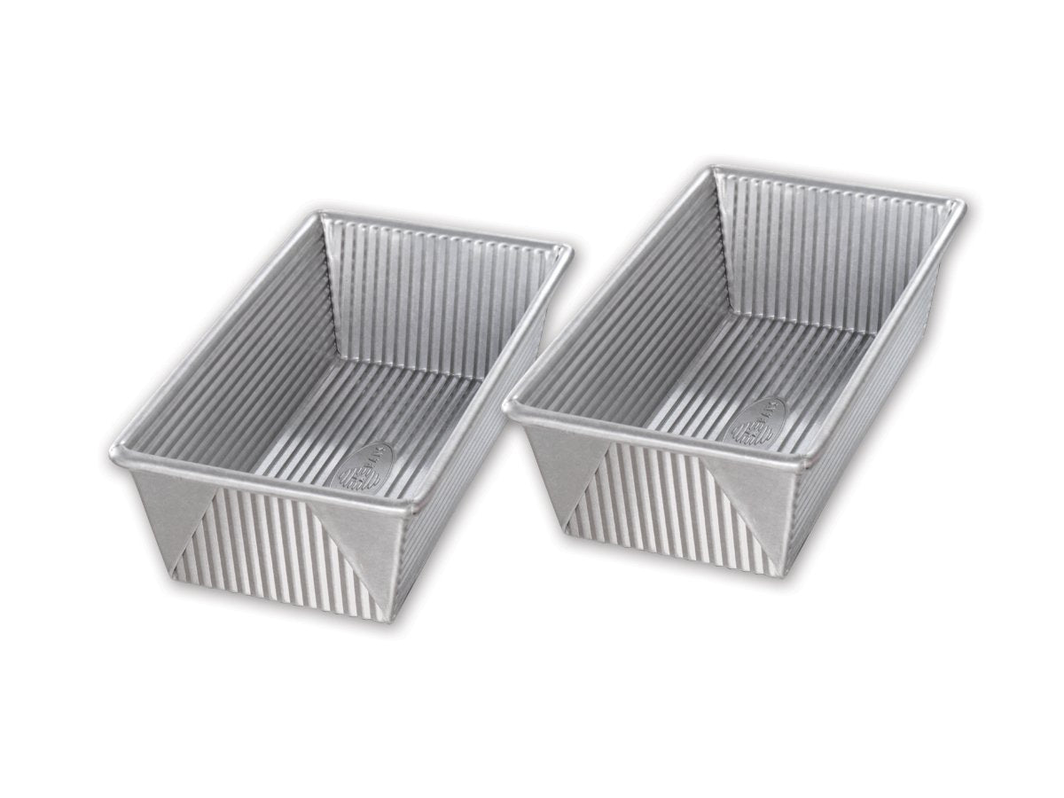 USA Pan front view showing two 1 lb loaf pans and durable finish for reliable baking