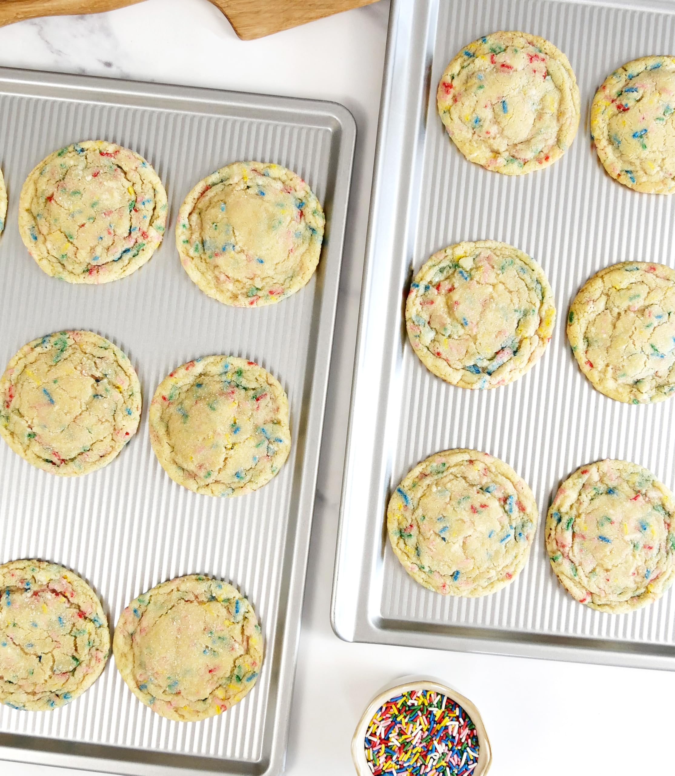 USA Pan in oven with cookies demonstrating reliable browning and release
