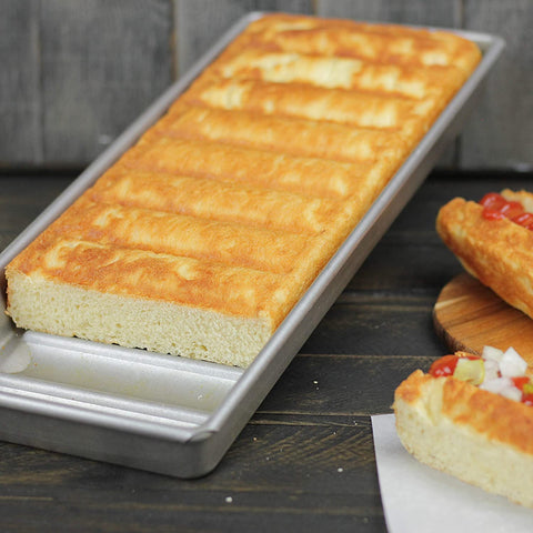 USA Pan pan filled with freshly baked New England buns showcasing uniform browning