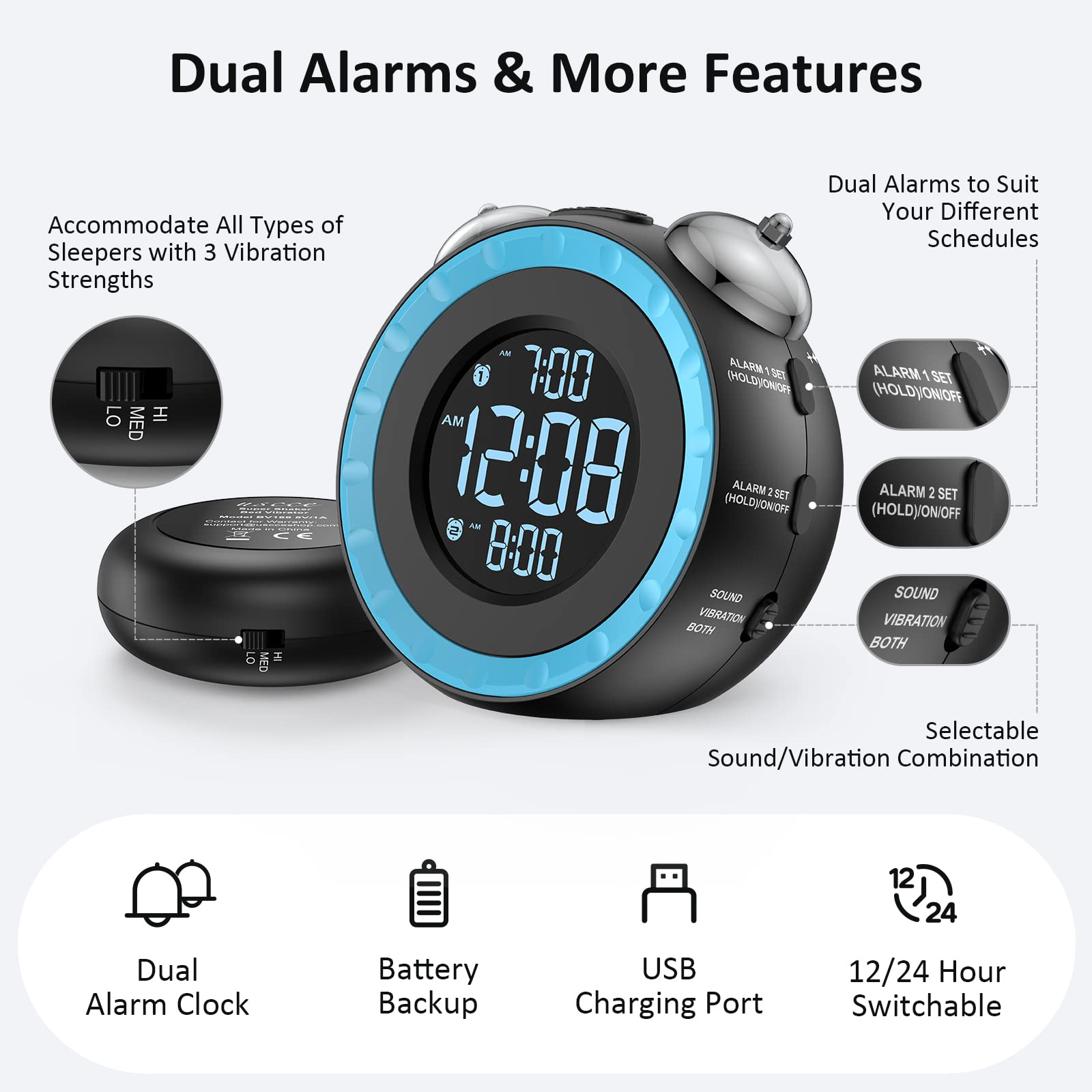 uscce clock on nightstand lifestyle scene showing dependable wake-up solution