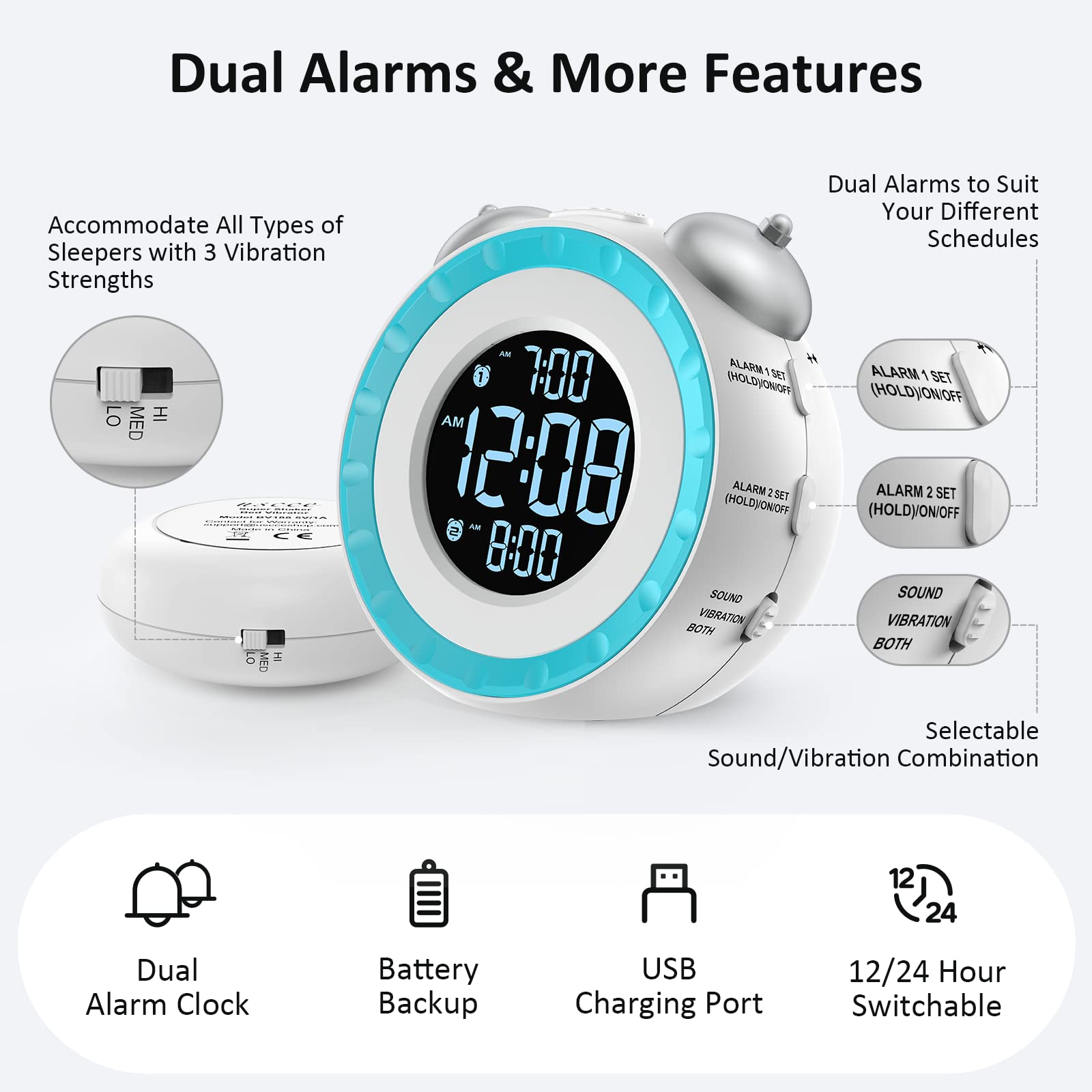 uscce in use on nightstand with phone charging for overnight convenience