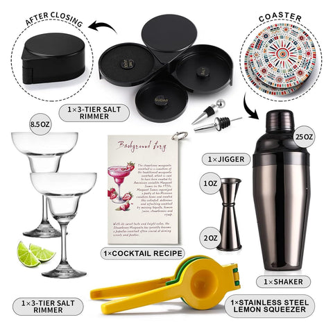 USEEKRIL two 8.5oz margarita glasses shown for serving convenience