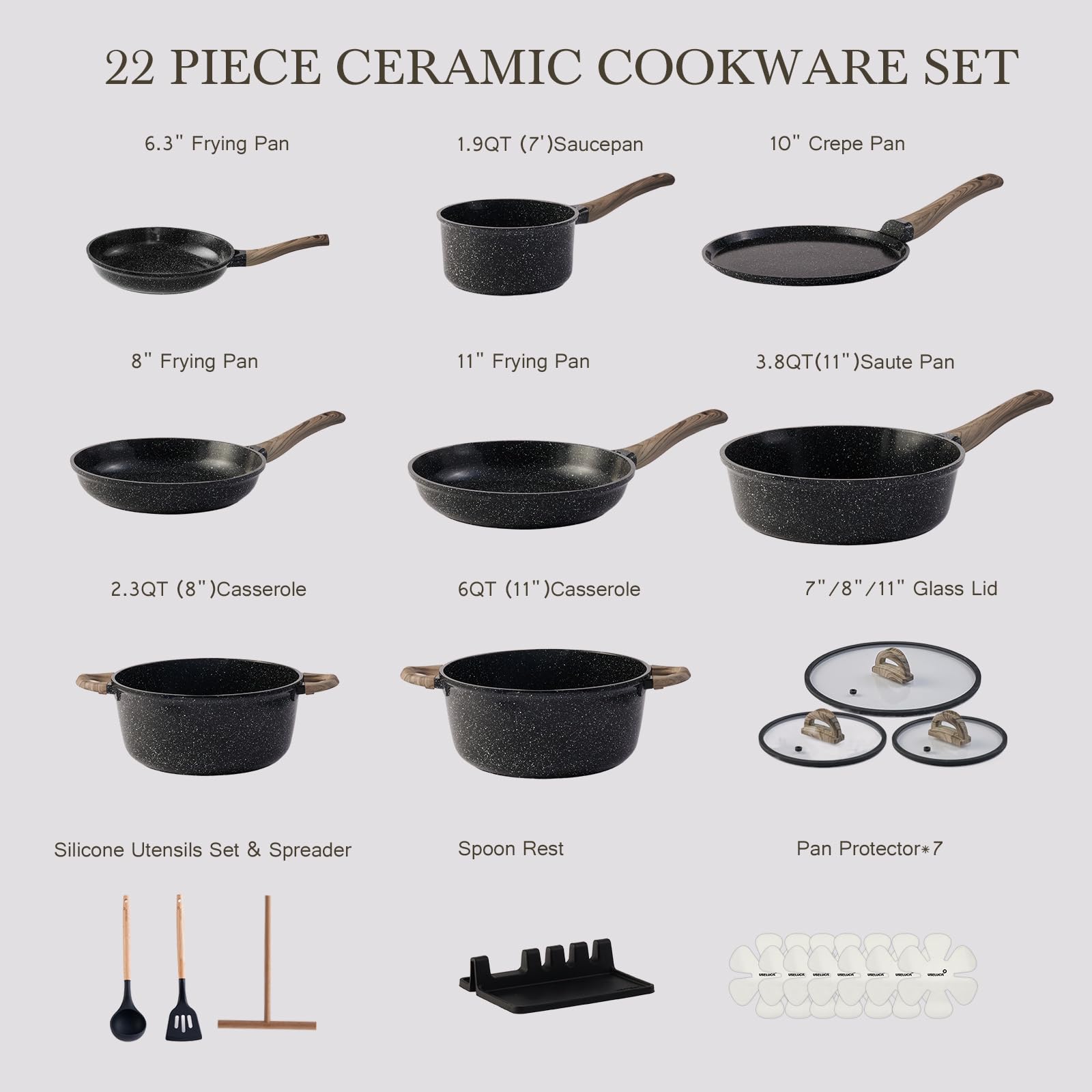 USELUCK stacked pots with pan protectors demonstrating scratch prevention and tidy storage benefit