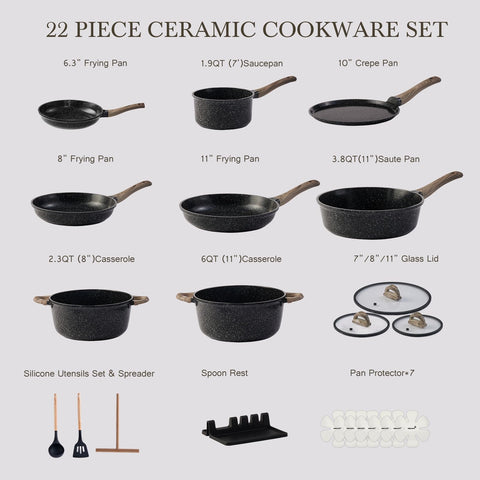 USELUCK stacked pots with pan protectors demonstrating scratch prevention and tidy storage benefit