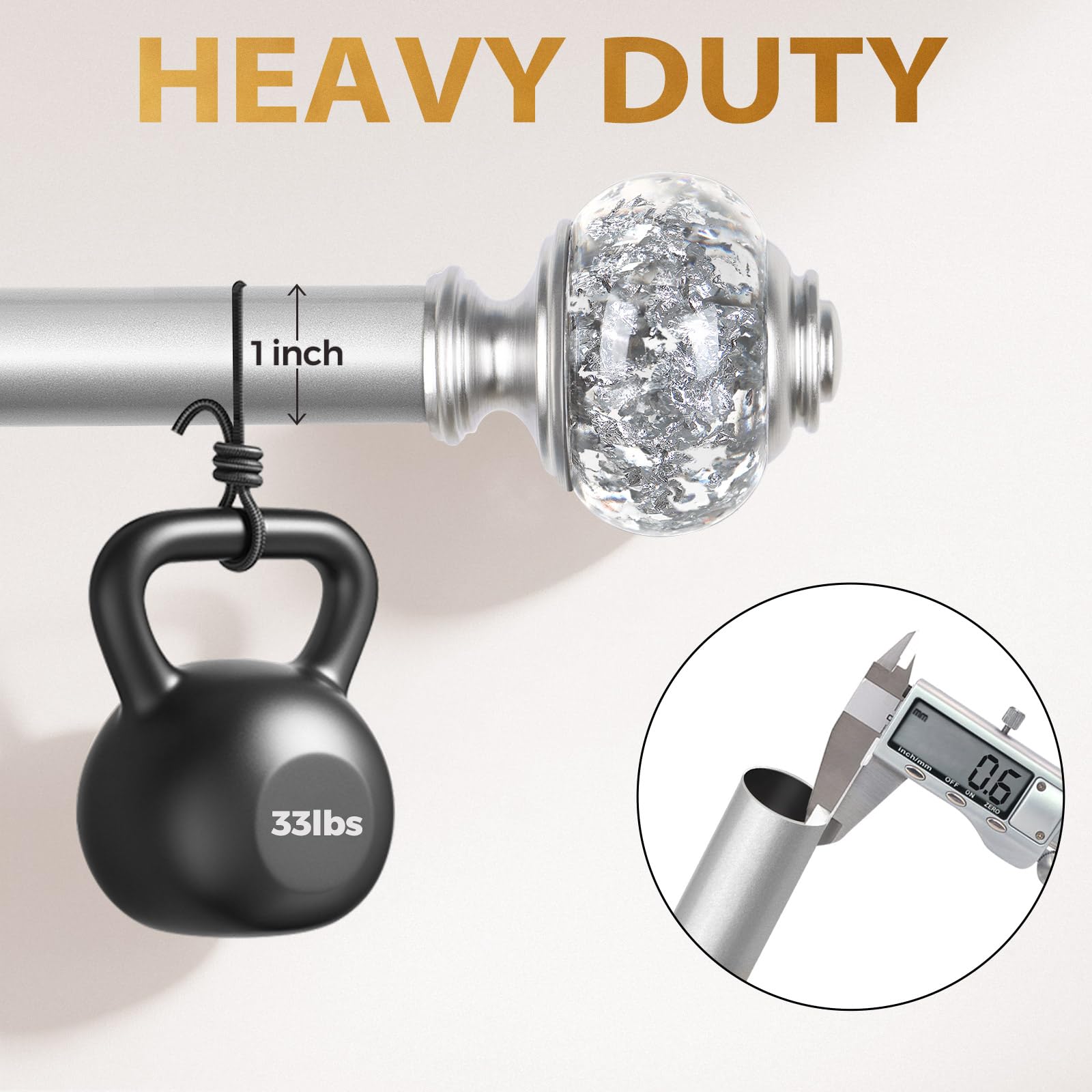 USFOOK metal rod detail showing 1-inch diameter and sturdy thickness for stability