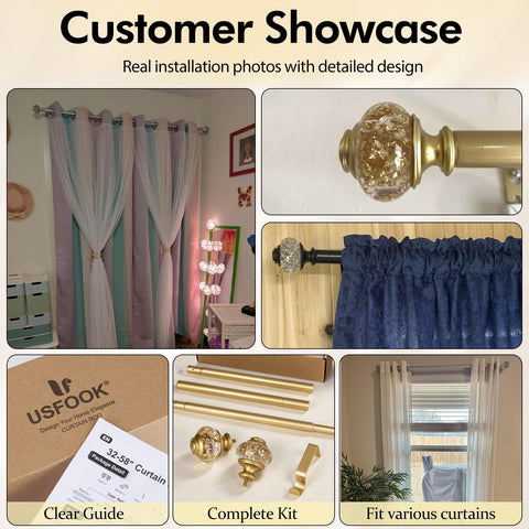USFOOK mounted rod in living room demonstrating polished decor enhancement