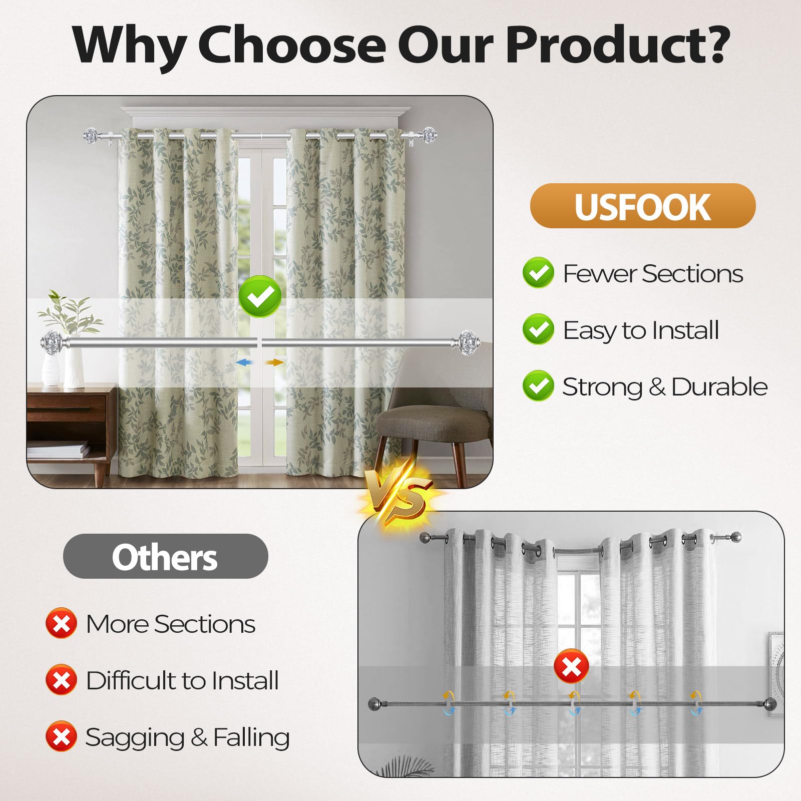 USFOOK telescoping rod fully extended demonstrates adjustable range and flexibility