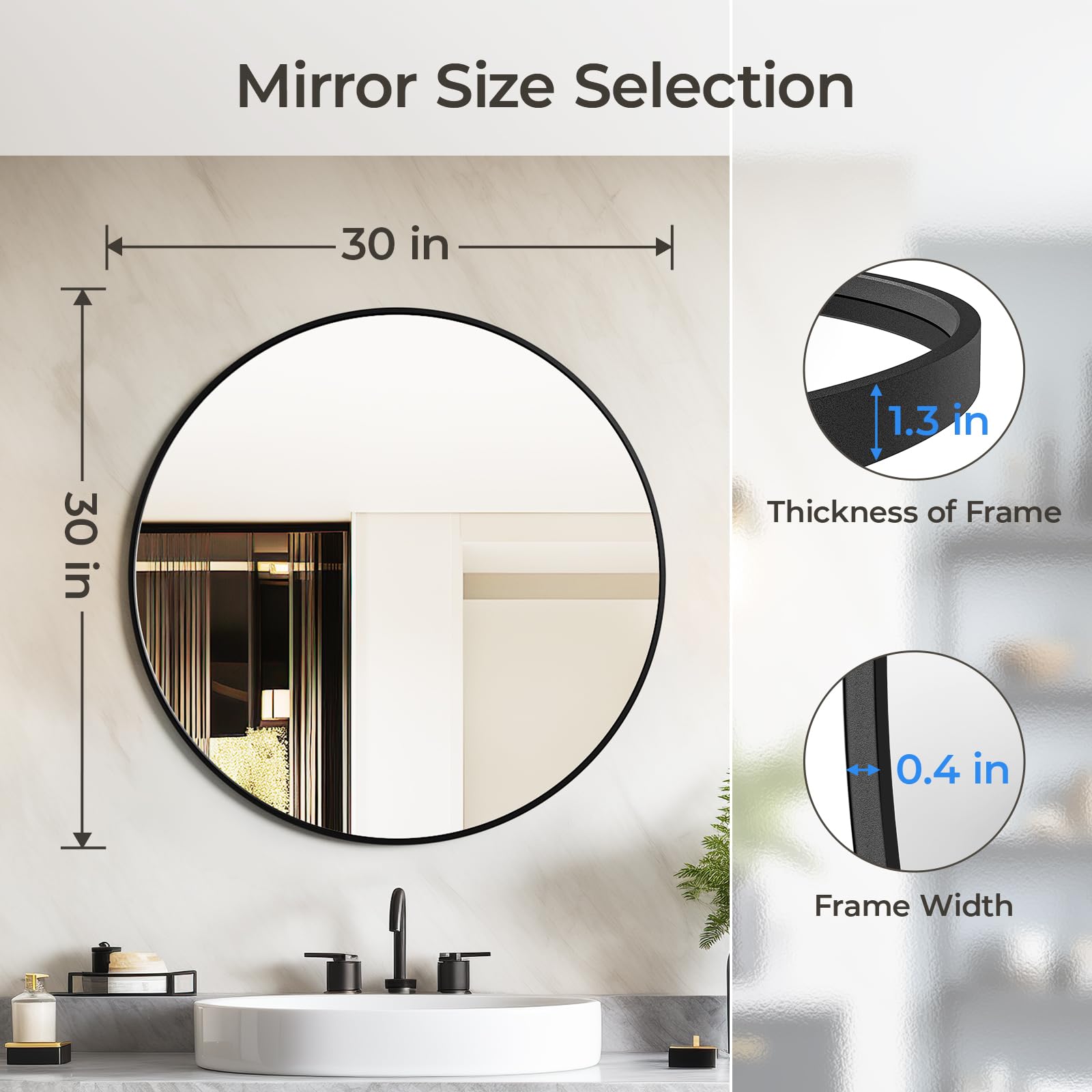 USHOWER mirror mounted over sink improving bathroom brightness and function