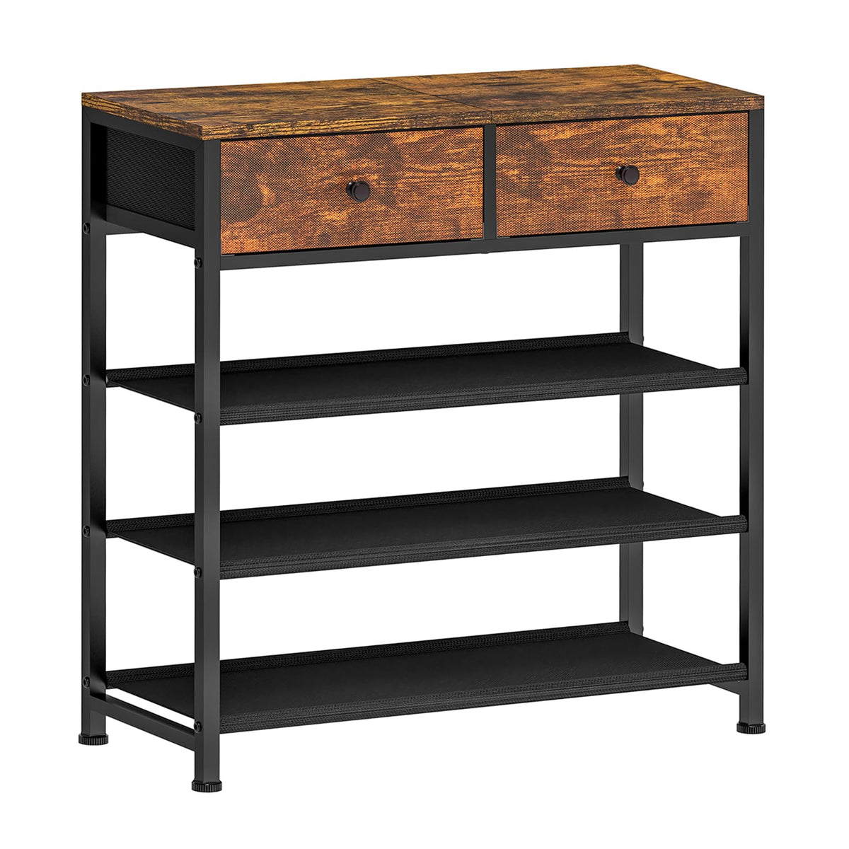 usikey front view of full 4-tier shoe rack shows organized shoes