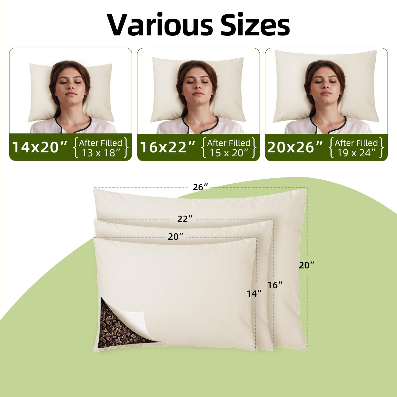 USlixury hidden side zipper open to show inner unbleached cotton shell for easy adjustment