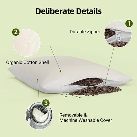 USlixury pillow with included organic cotton extra pillowcase displayed for simple care benefit