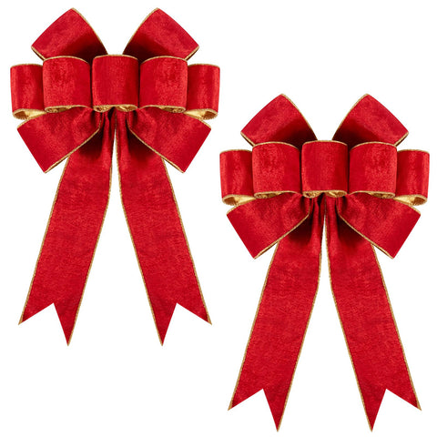 Utehilly front view large velvet bow showing full shape and vibrant red, adds classic holiday impact