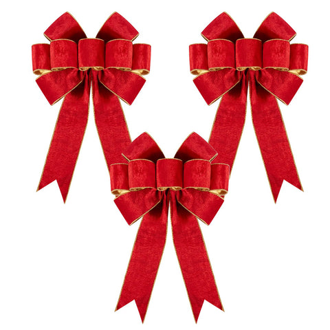 Utehilly front view velvet Christmas bow showing rich red color and classic shape