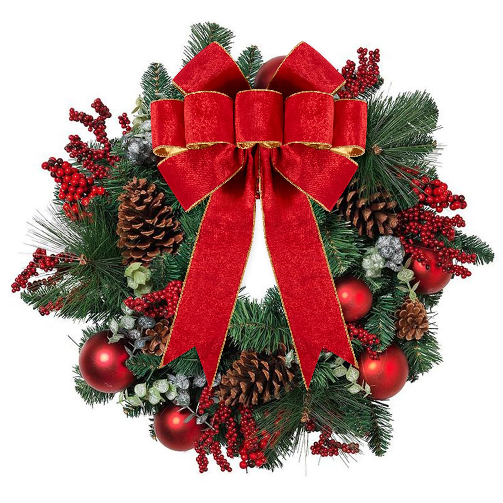 Utehilly bow used as tree topper giving elegant focal point and deep red contrast