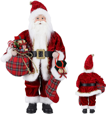 Uten Santa front view showing festive red coat and stance, enhances holiday display