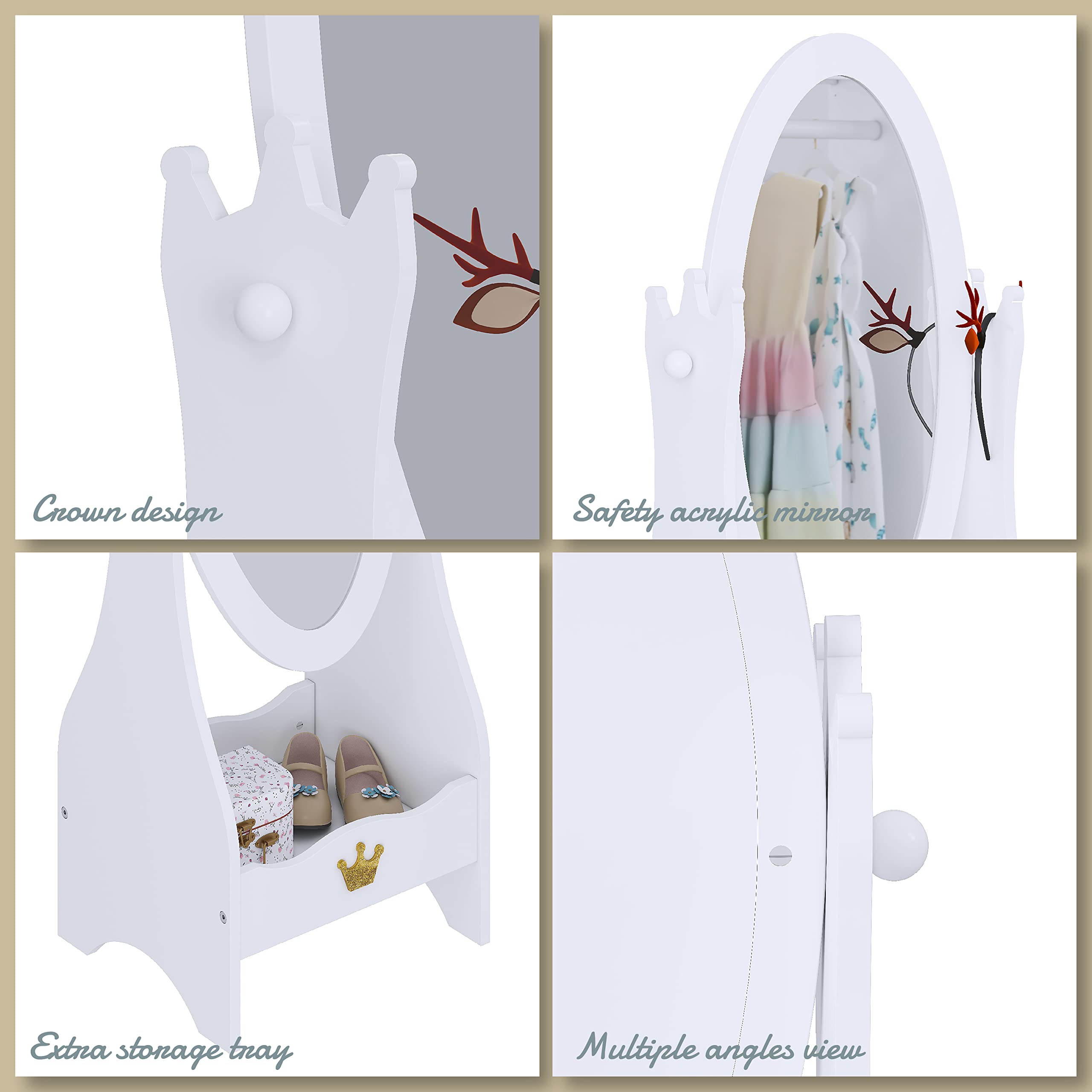 UTEX crown lower shelf holding shoes and accessories for tidy storage