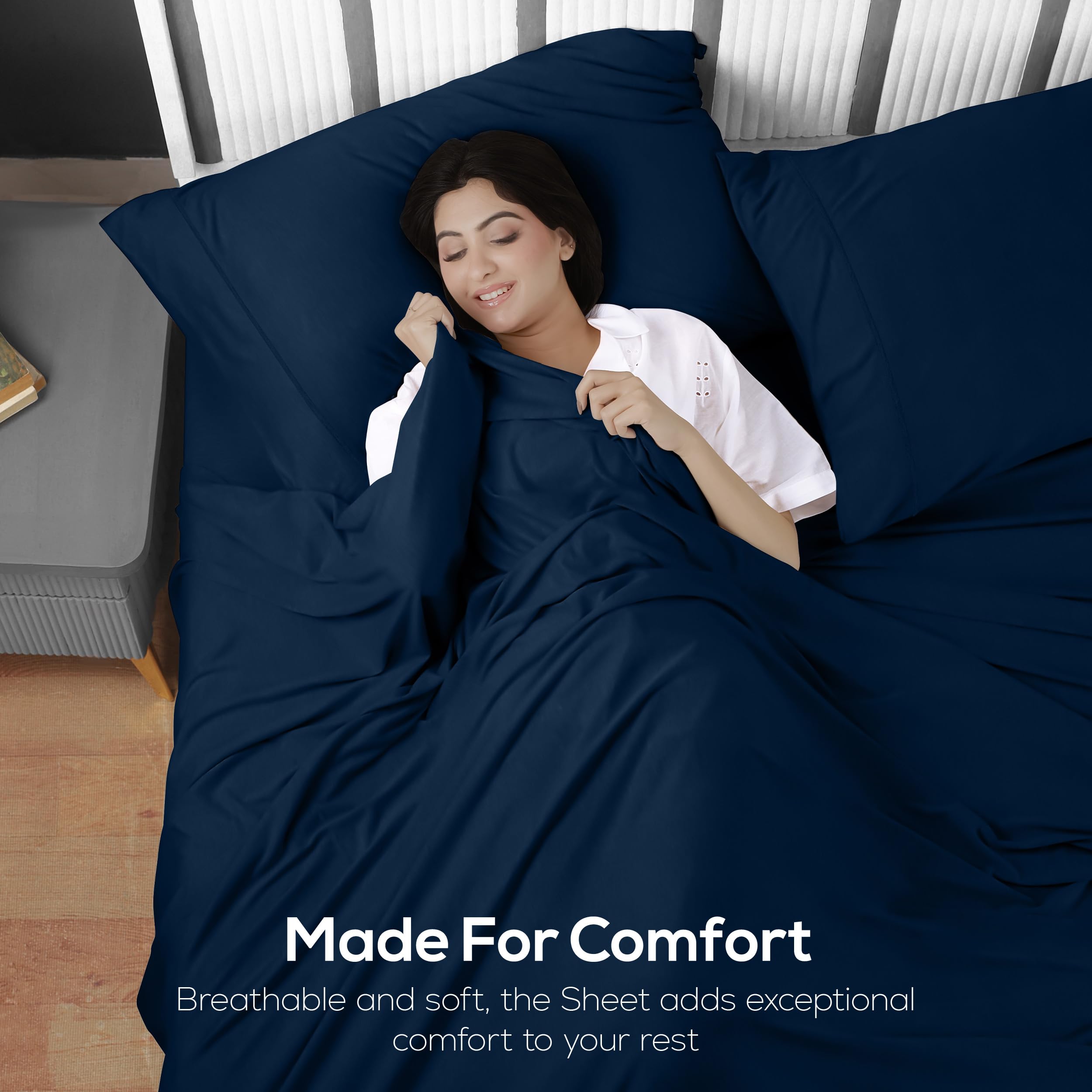Utopia Bedding styled navy bedroom setup illustrating cozy everyday comfort