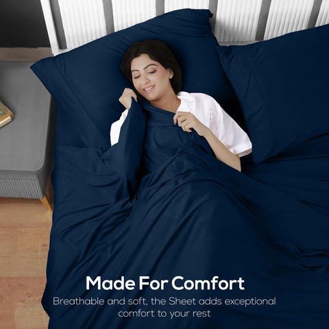 Utopia Bedding styled navy bedroom setup illustrating cozy everyday comfort
