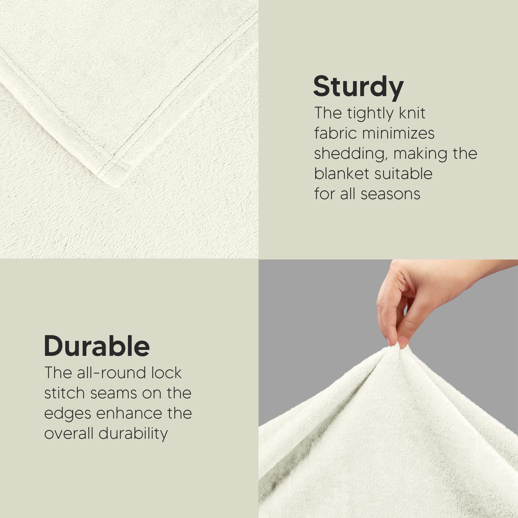 Utopia Bedding folded blanket in a stack illustrating easy storage and portability