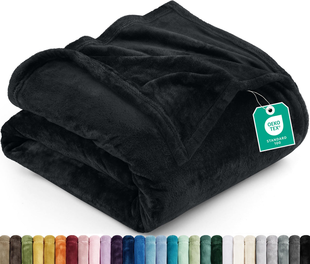 Utopia Bedding front view of black California King blanket shows full coverage and sleek look
