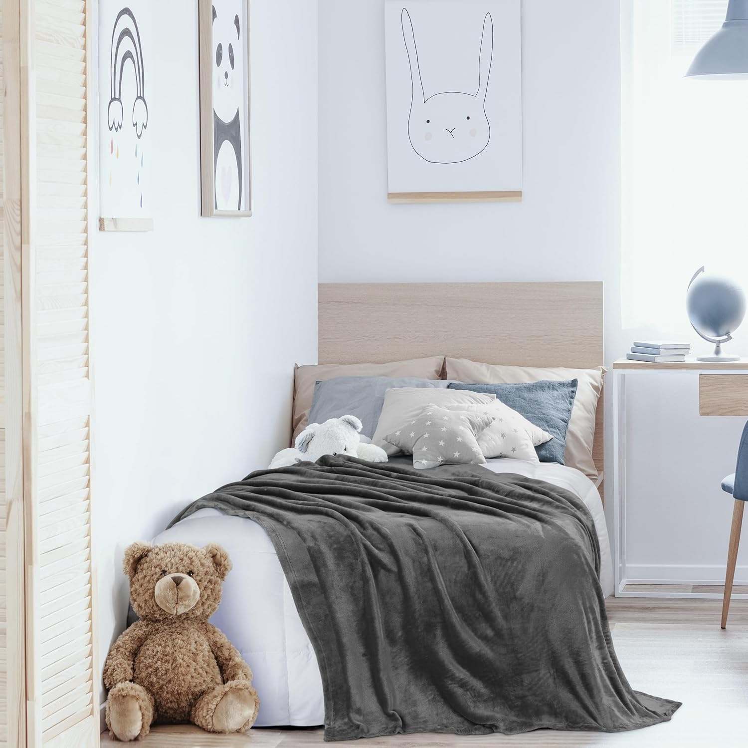 Utopia Bedding blanket beside ruler showing 90x66 inch size clarity