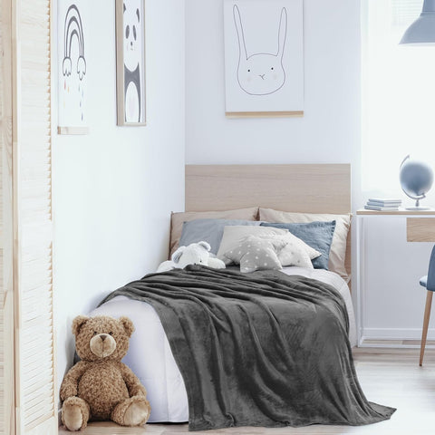 Utopia Bedding blanket beside ruler showing 90x66 inch size clarity