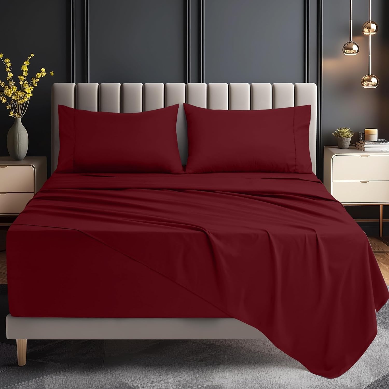 Utopia Bedding fitted sheet closeup with deep pocket and elastic showcasing secure fit