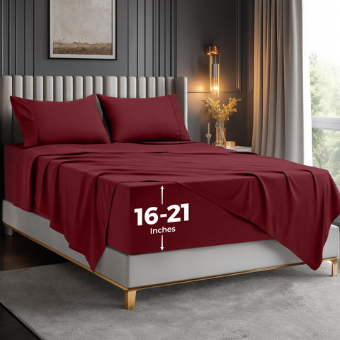 Utopia Bedding front-folded burgundy set showing tidy presentation and easy storage benefit