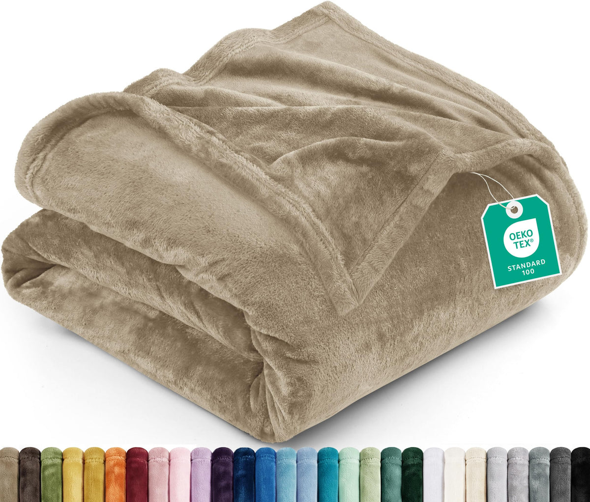 Utopia Bedding camel king blanket front view showing full coverage and cozy texture