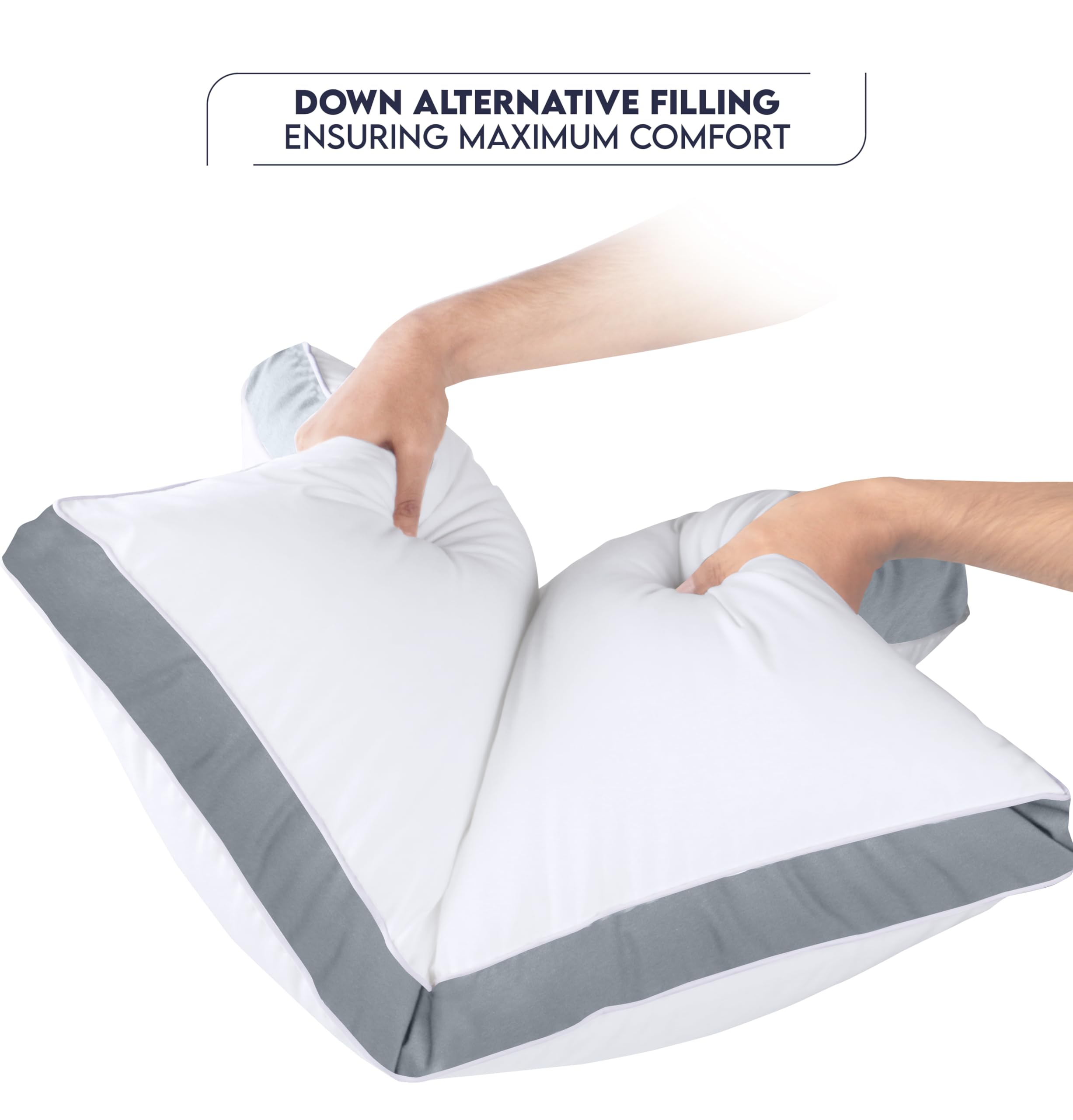 Utopia Bedding care label and piping detail showing durable finishing and support