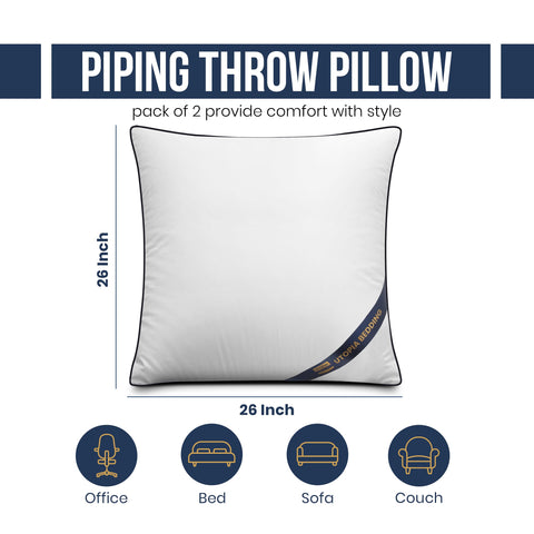 Utopia Bedding close-up of navy-blue piping highlighting edge durability and style