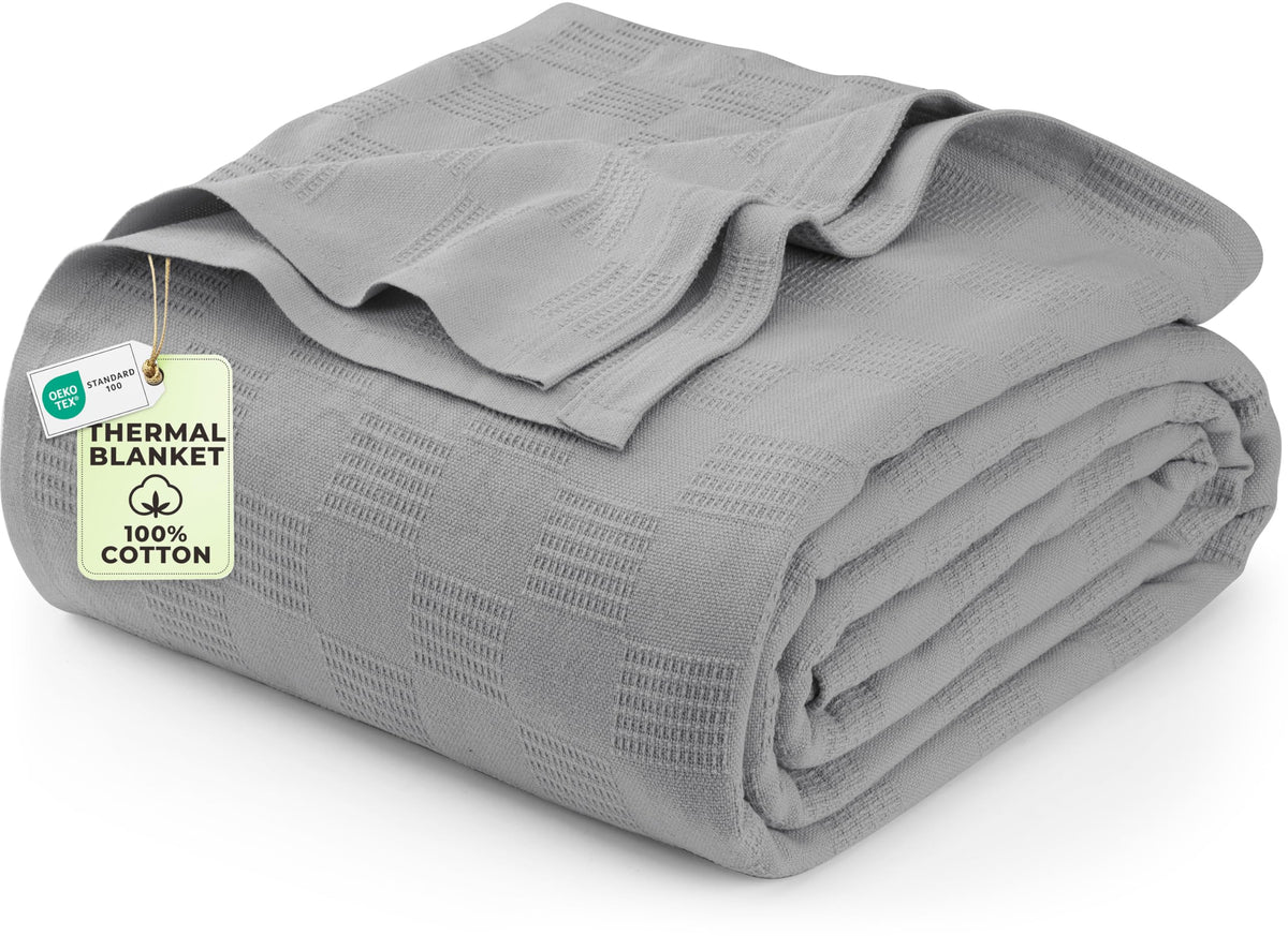 Utopia Bedding cool grey front view showing full queen coverage and neat drape