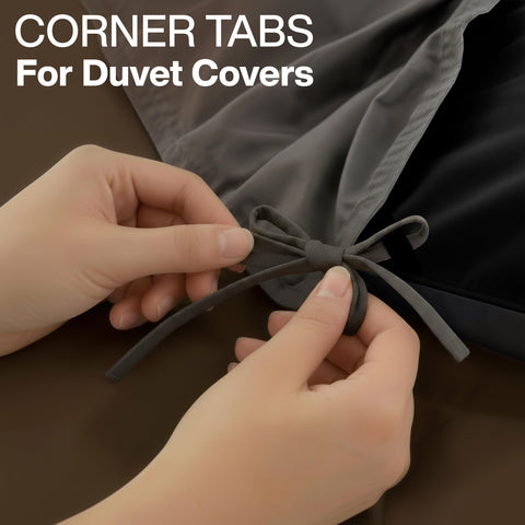 Utopia Bedding corner tabs detail showing secure attachment benefit