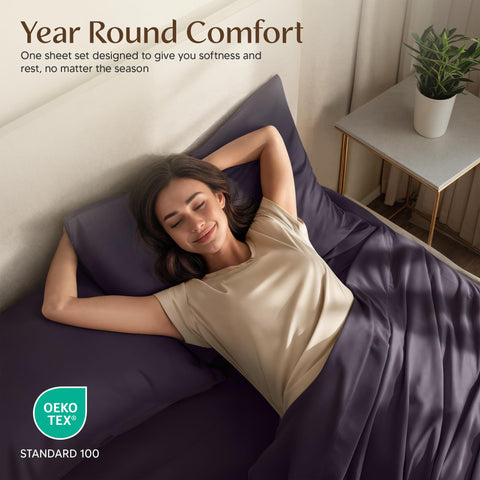 Utopia Bedding fitted sheet on thick mattress showing 16-inch deep pocket secure fit benefit