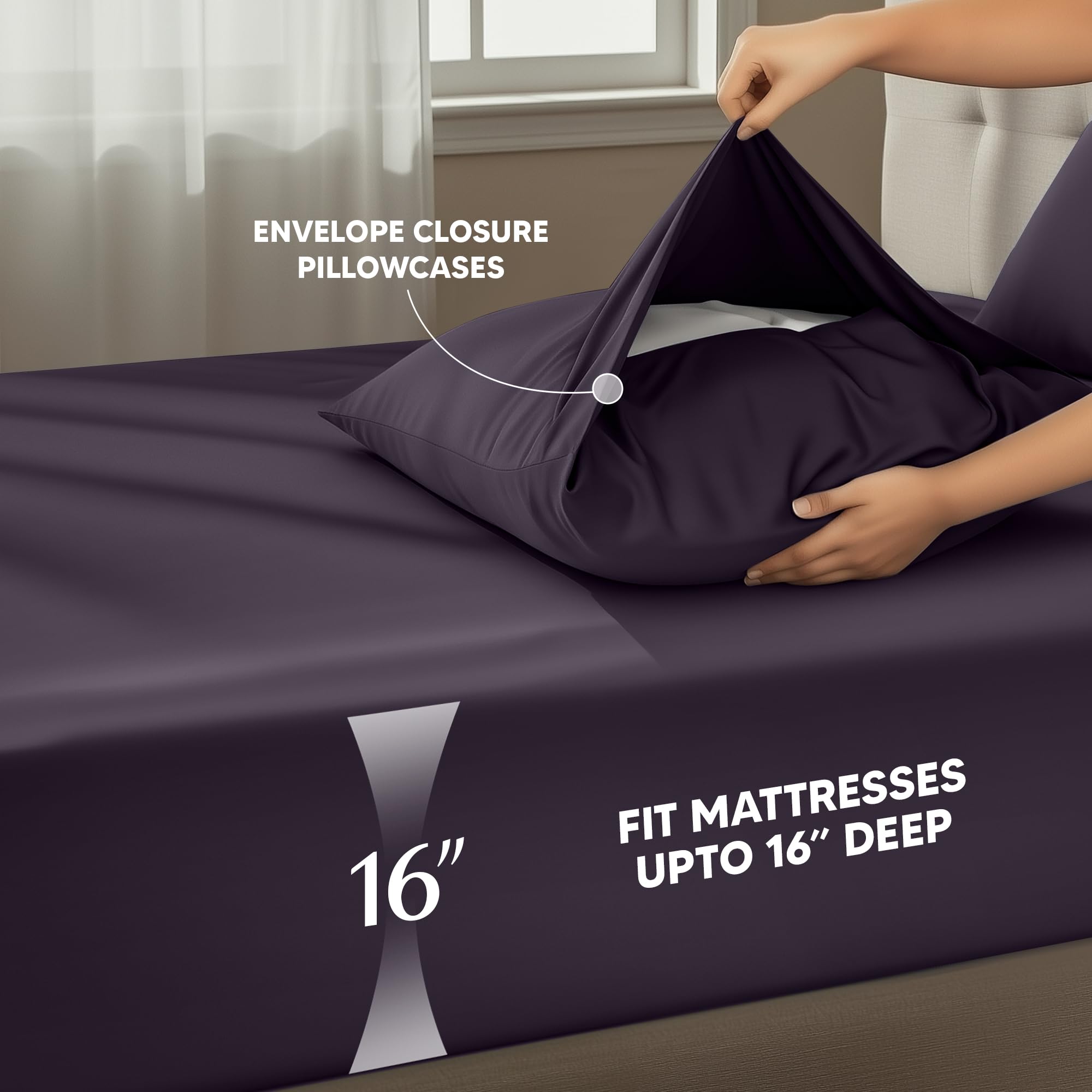 Utopia Bedding pillowcases closeup showing brushed microfiber softness and coordinated look