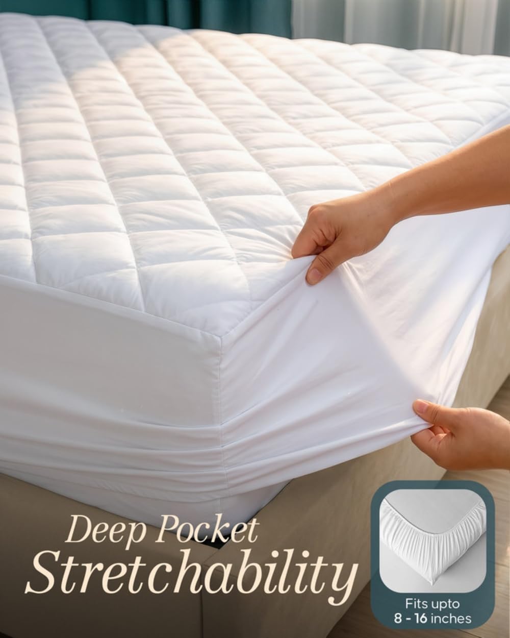 Utopia Bedding deep pocket corner stretched, secures up to 16 inches