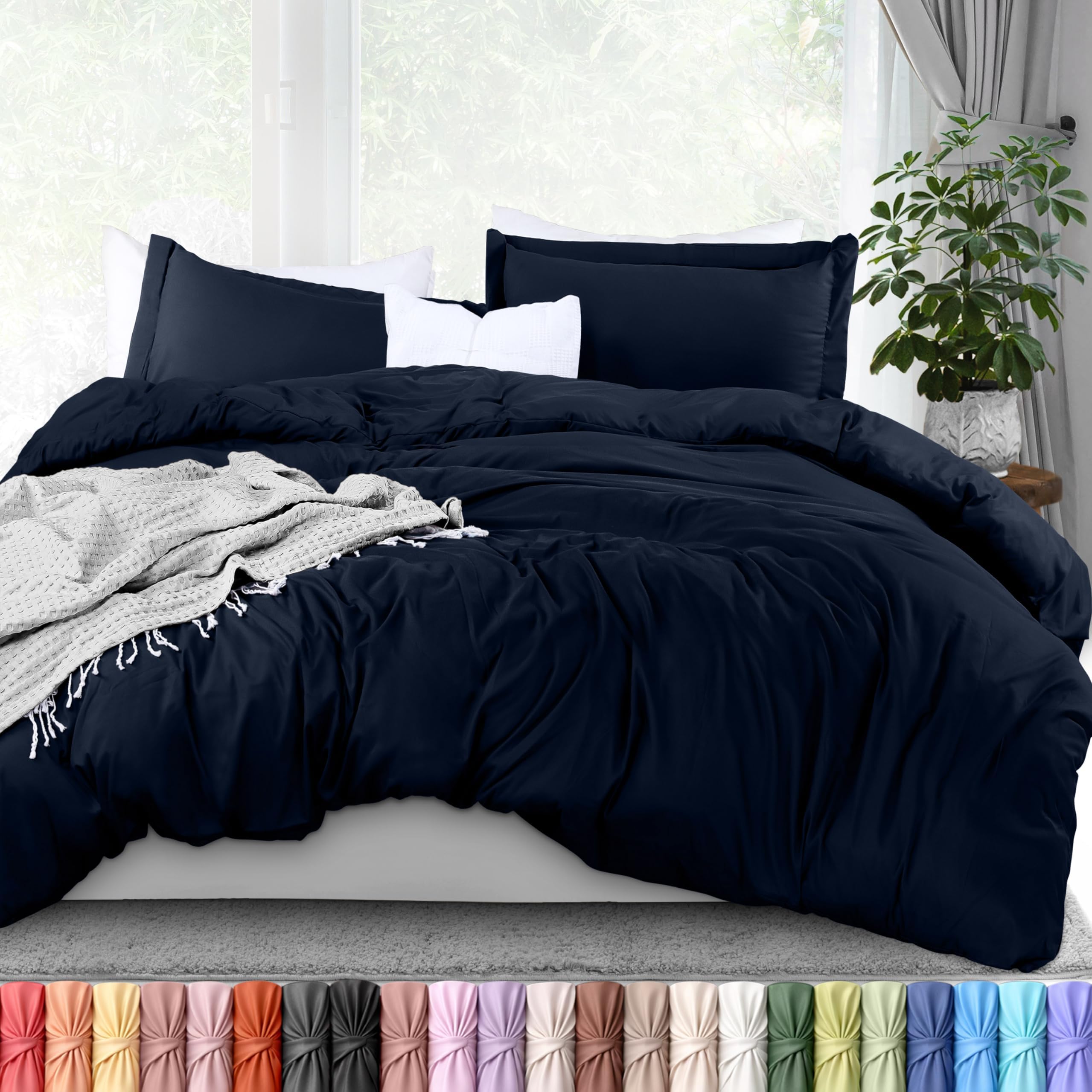 Utopia Bedding duvet cover king front view showing smooth navy finish and tidy fit