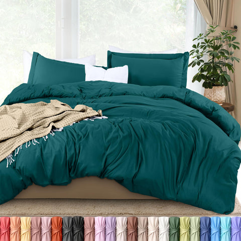 Utopia Bedding teal duvet cover front view showing clean finish and color benefits