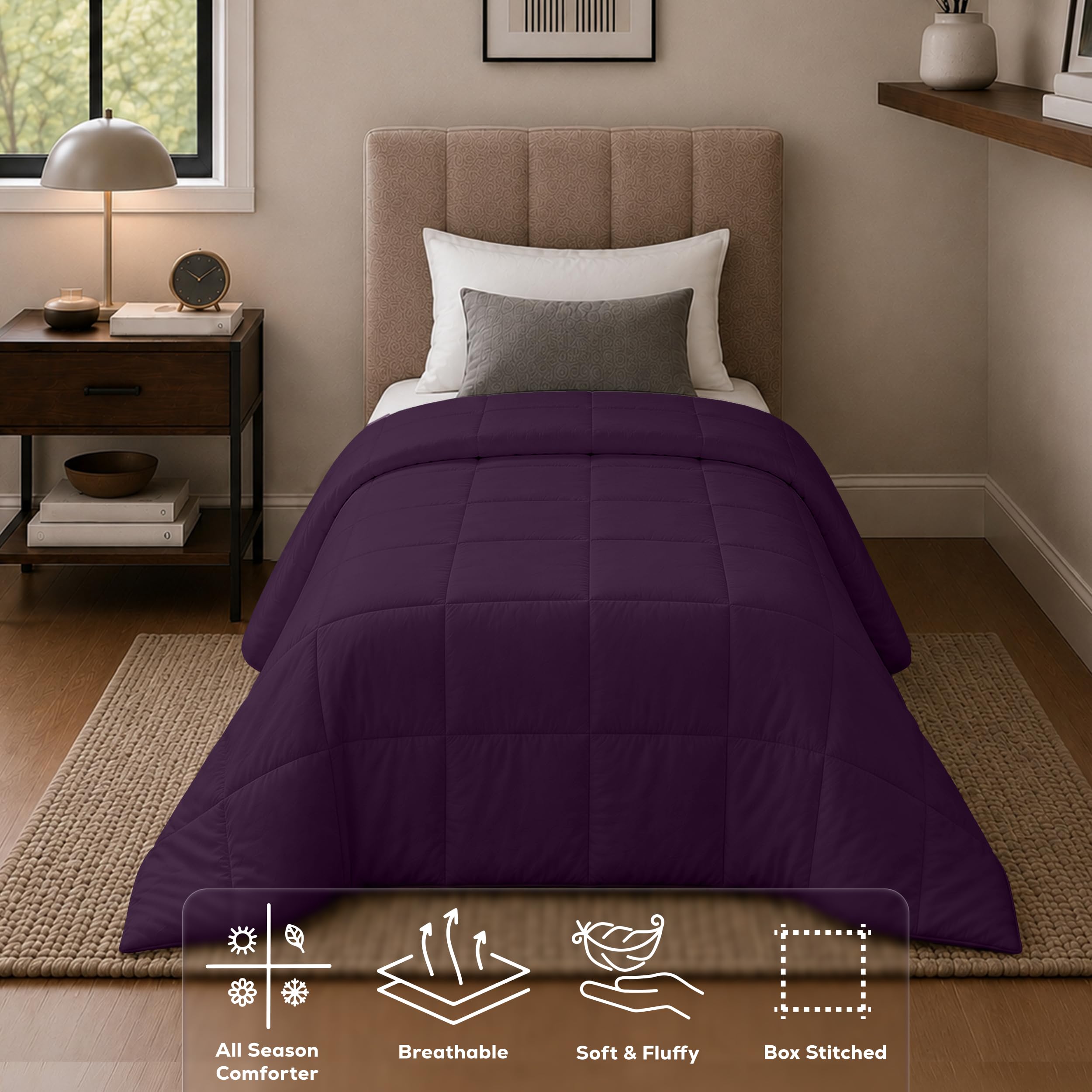 Utopia Bedding side profile showing clean 64 x 88-inch drape on twin bed