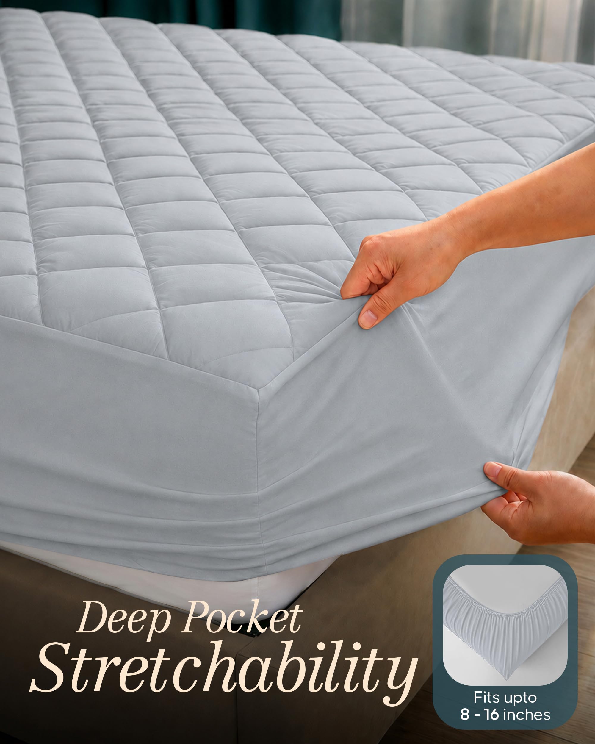 Utopia Bedding elastic skirt detail illustrating secure deep-pocket fit