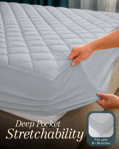 Utopia Bedding elastic skirt detail illustrating secure deep-pocket fit